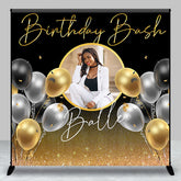 Lofaris Black Gold Balloons Glitter Custom Birthday Backdrop